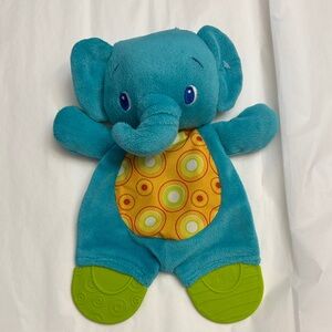 Bright Stars 🌟 baby Plush Blue Elephant Toy with Green Accents, clean